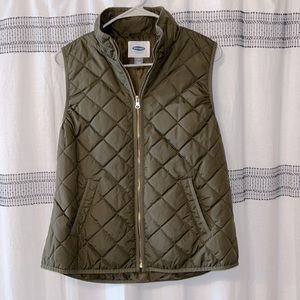 Olive Green Quilted Vest